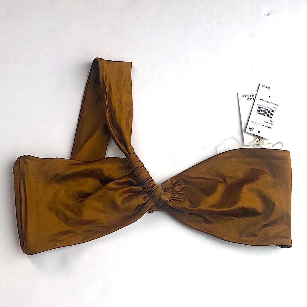 NWT Good American One Shoulder Bali Bikini Top Bronze Brown Size 3/ 4 or L/XL